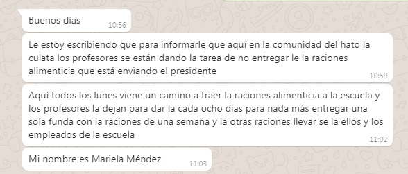 Denuncia Mariela