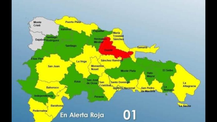 Provincia Duarte en alerta roja por inestabilidad de la vaguada y la humedad de la onda tropical