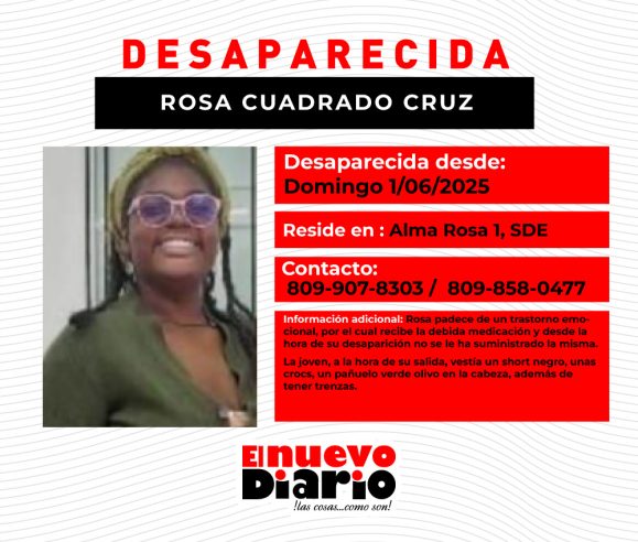 Reportan joven desaparecida desde el domingo en SDE