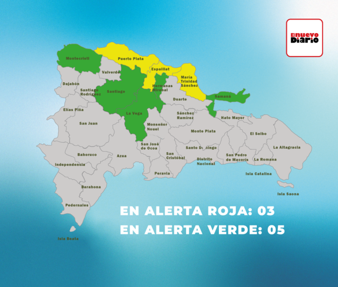 COE mantiene tres provincias en alerta amarilla y cinco en verde debido a sistema frontal
